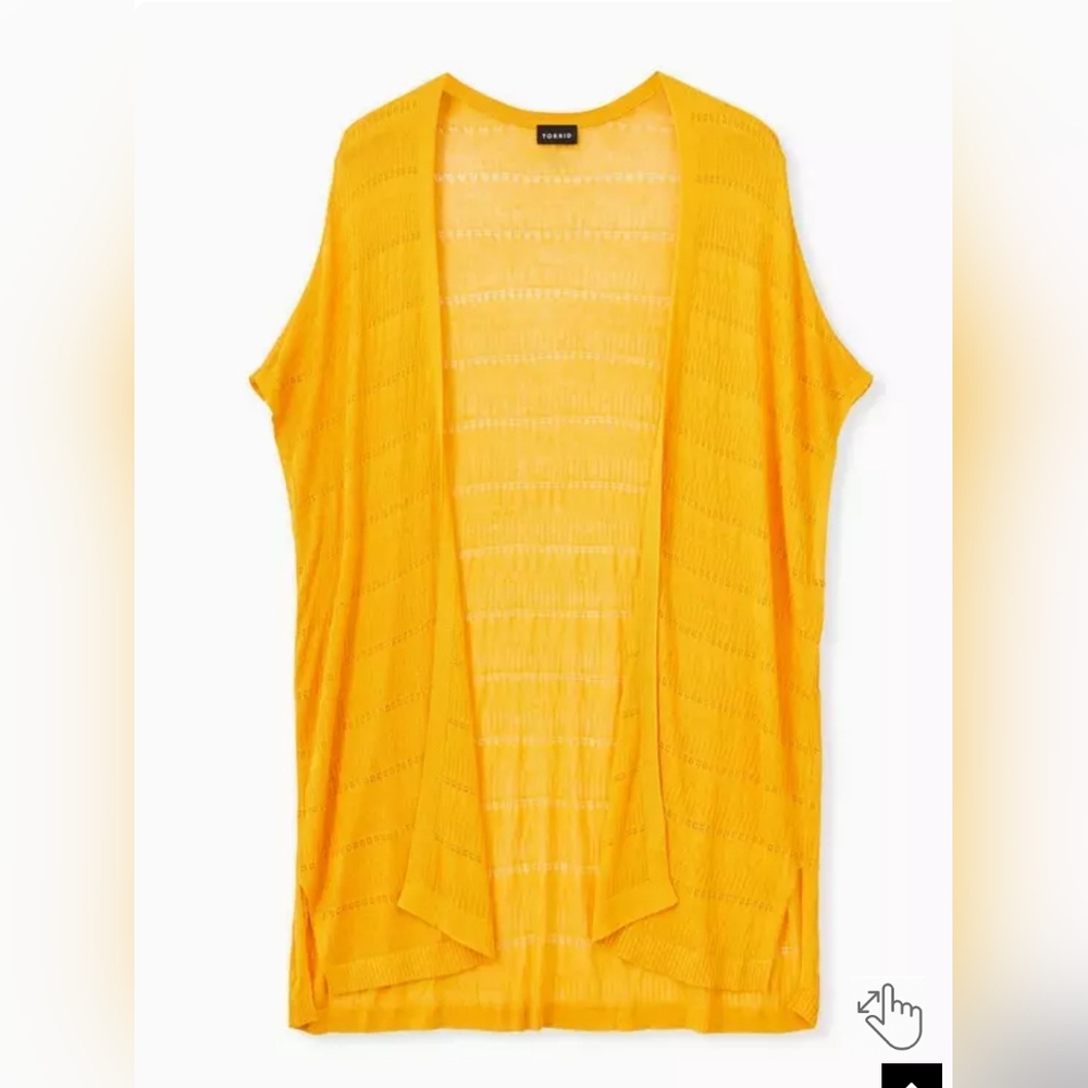 Torrid Yellow Pointelle Kimono Cardigan Open Front Sweater Short Sleeve